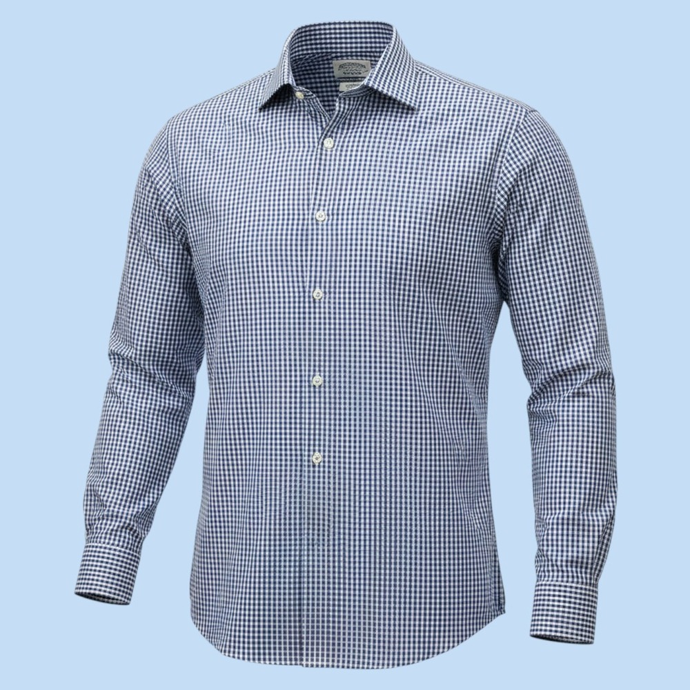 Brooks Brothers Dress Shirt Men XL 17-36 Blue Gingham Check Regent Fit Non-Iron